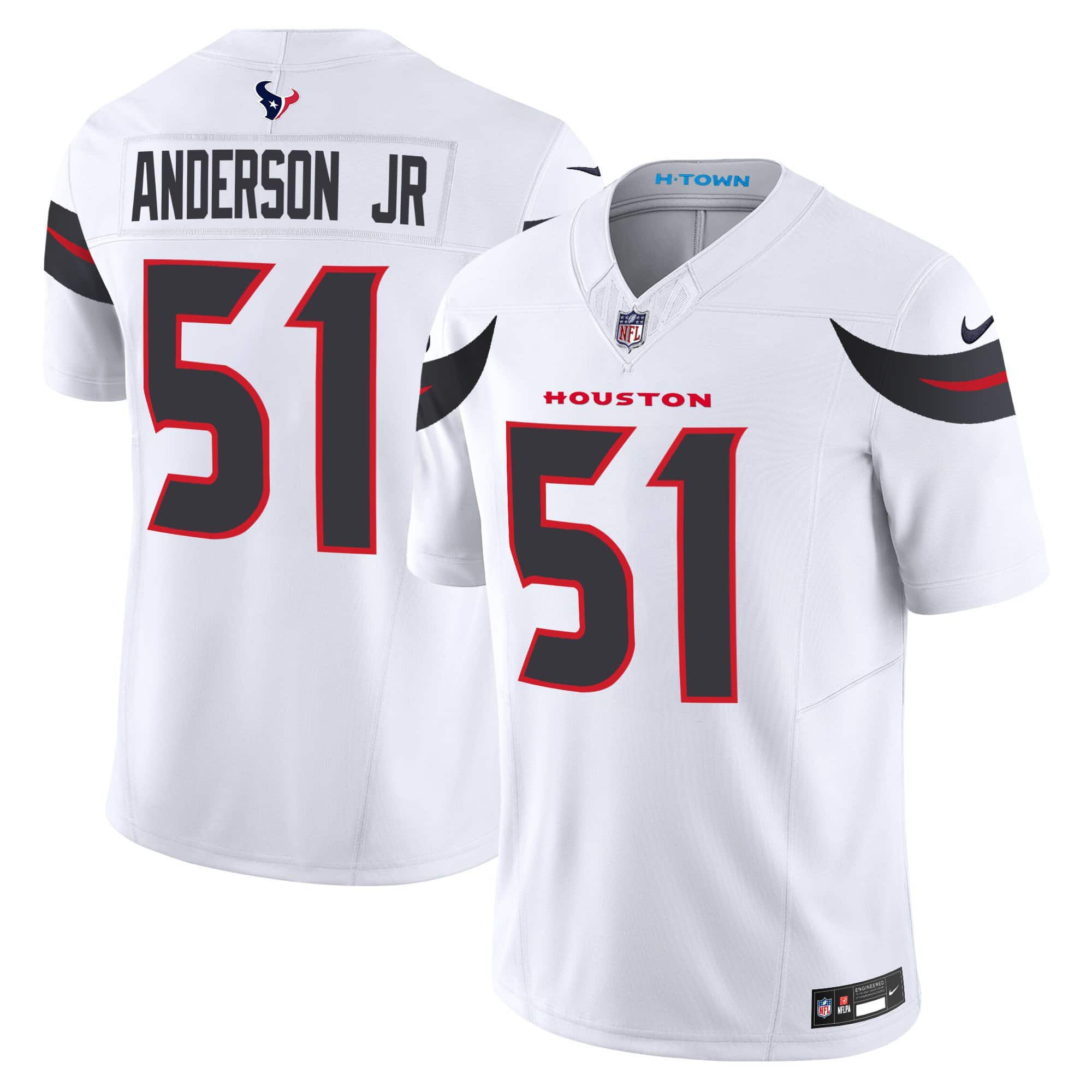 Men Houston Texans 51 Anderson jr White 2024 Nike Vapor Limited NFL Jersey